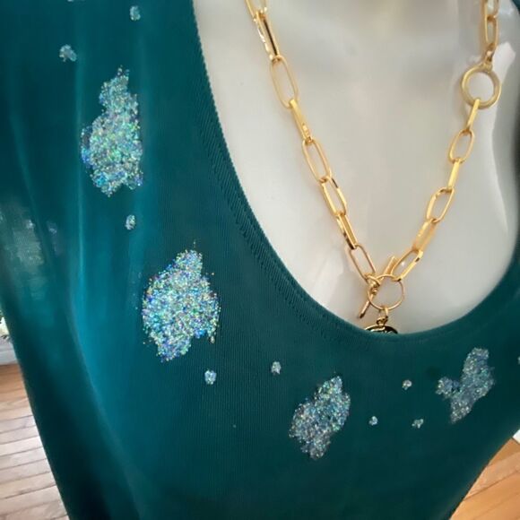 PICCADILLY Fluid Jersey Maxi Dress with bedazzle in peacock blue Christmas - Picture 5 of 13